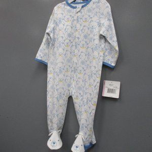 BNWT Baby's Romper Size 9M White with Animal Prints 100% Cotton Overall Sleeper